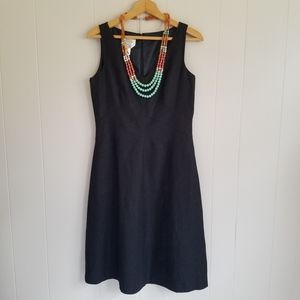 Talbots Irish Linen Dress LBD A-line V-neck  black